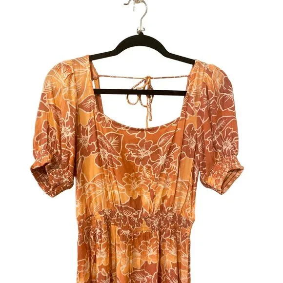 NWT Roxy Papaya Punch Palmy Breeze Orange Cut - Out Back Midi Dress, size Large - Picture 4 of 9